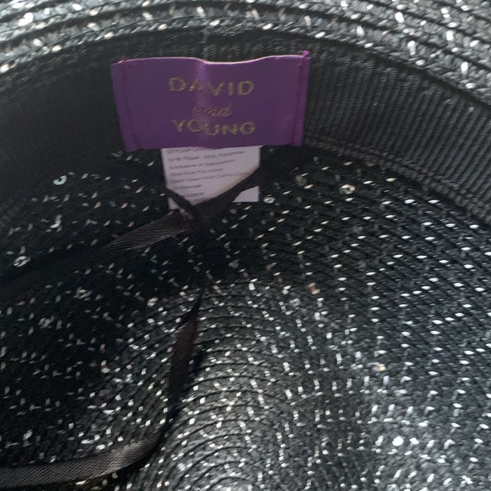 David and Young Collection sequin/stone black Cowboy strawhat - Picture 5 of 13